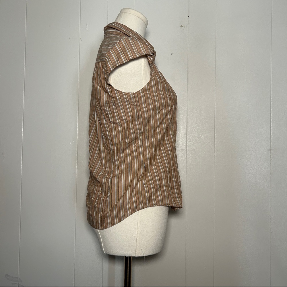 Multi Neutral Colored Stripped Collar Button Up S… - image 2